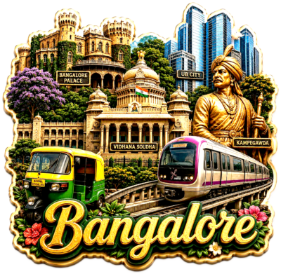 Bangalore fridge magnet - wood